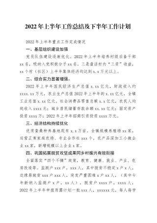 2022年上半年工作总结及下半年工作计划
