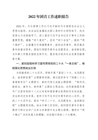 2022年团青工作述职报告