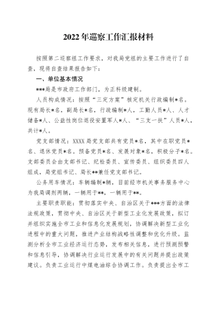 2022年巡察工作汇报材料