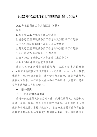 2022年依法行政工作总结汇编（6篇）