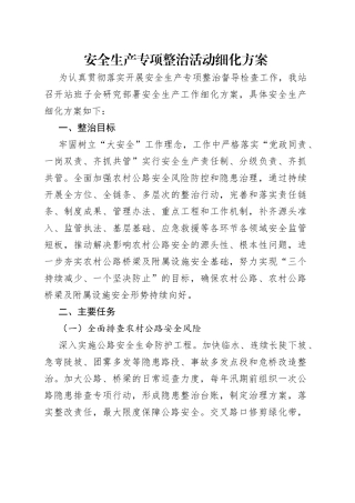 安全生产专项整治活动细化方案