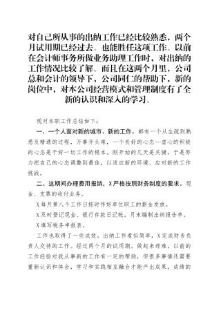 出纳转正工作总结2.7_1