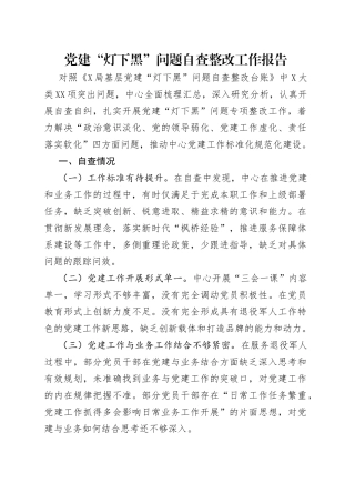 党建“灯下黑”问题自查整改工作报告（1）