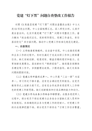 党建“灯下黑”问题自查整改工作报告