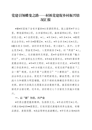 党建引领蝶变之路——村抓党建促乡村振兴情况汇报