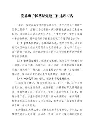 党委班子抓基层党建工作述职报告