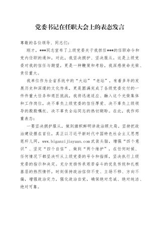 党委书记在任职大会上的表态发言6252