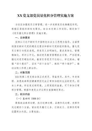 党支部党员量化积分管理实施方案036