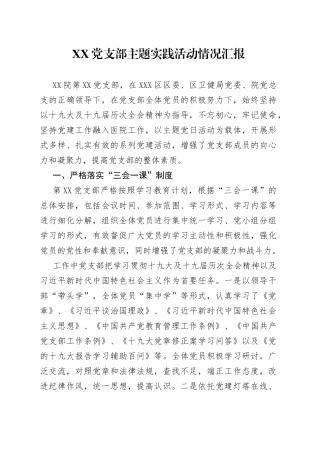 党支部主题实践活动情况汇报