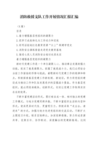 （5篇）消防救援支队工作开展情况汇报汇编