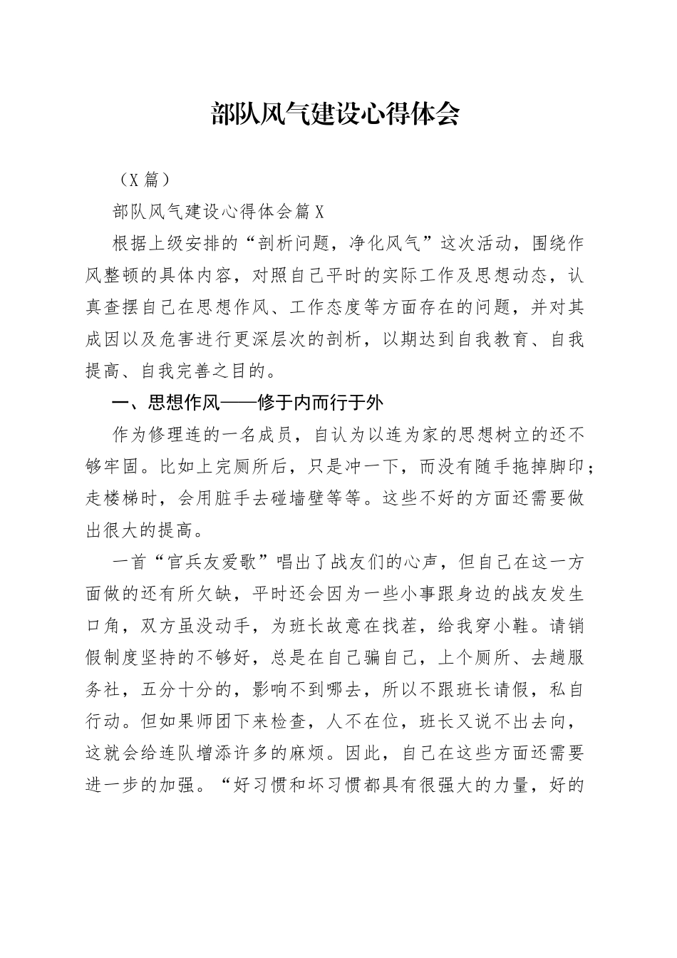 （6篇）部队风气建设心得体会_第1页