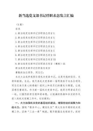 （8篇）当选党支部书记任职表态发言汇编