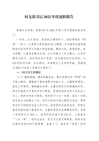 村支部书记2022年度述职报告—今日公文网607
