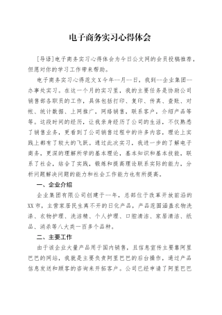 电子商务实习心得体会