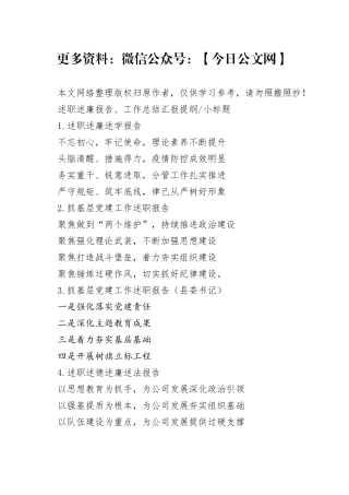 最新30组述职提纲