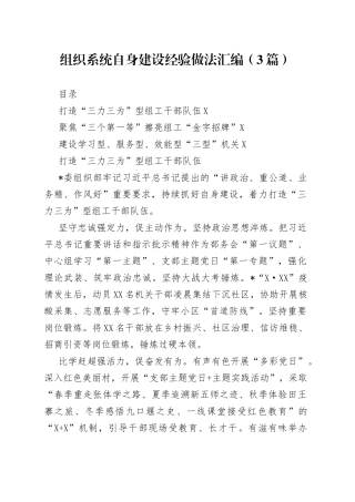 组织系统自身建设经验做法汇编（3篇）