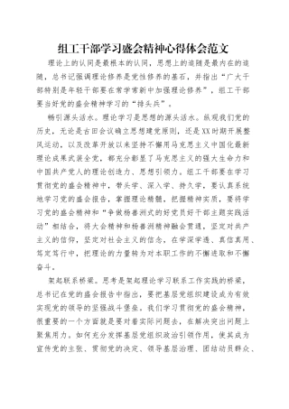 组工干部学习盛会精神心得体会范文