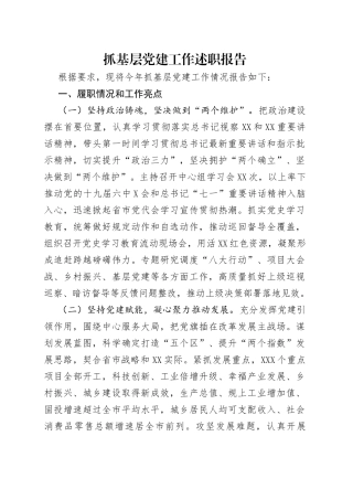抓基层党建工作述职报告（1）