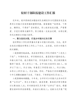 驻村干部队伍建设工作汇报3
