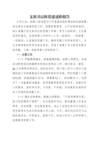 支部书记抓党建述职报告