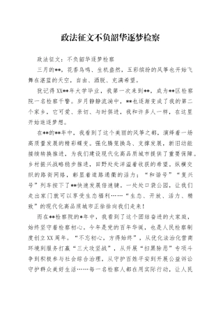 政法征文不负韶华逐梦检察