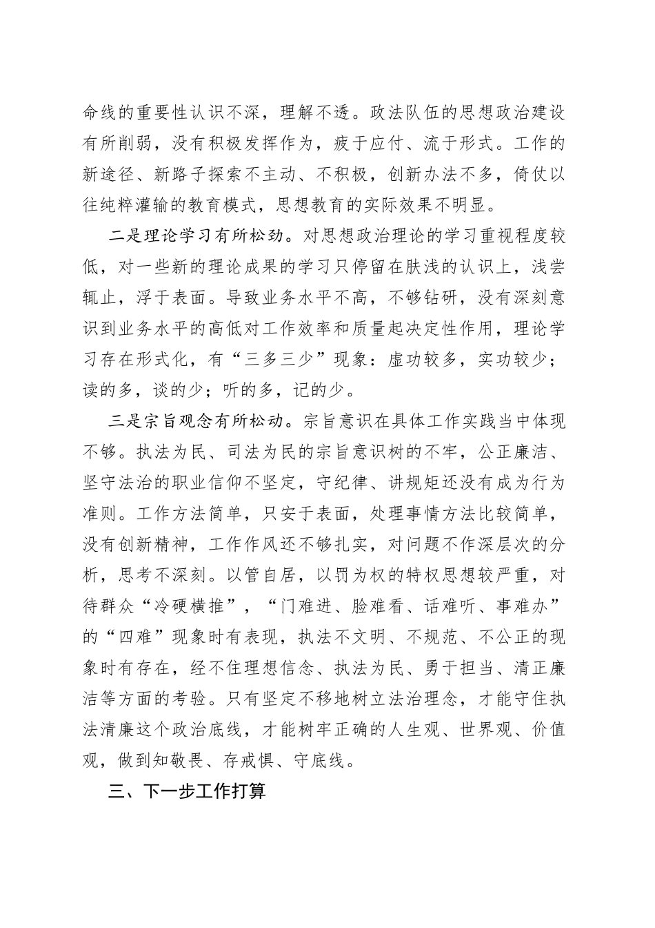 政法队伍教育整顿自查自评报告_第2页