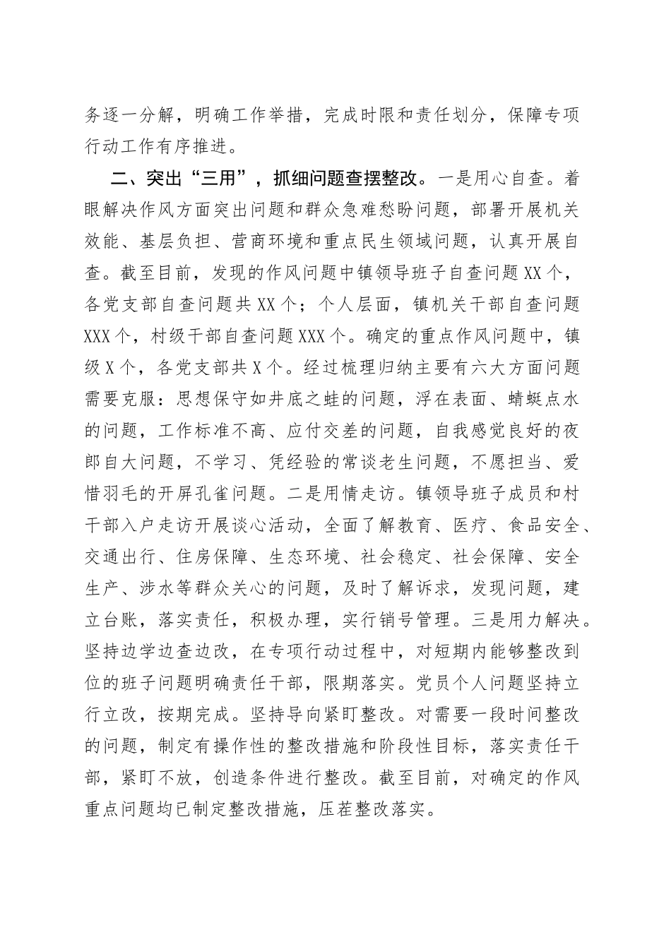 镇作风建设专项行动开展情况的汇报（1）_第2页