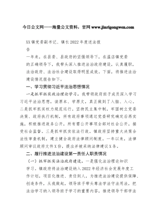 镇党委副书记、镇长2022年度述法报告（20221121）901_1