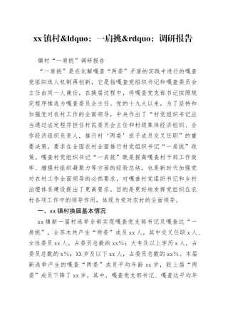 镇村一肩挑调研报告