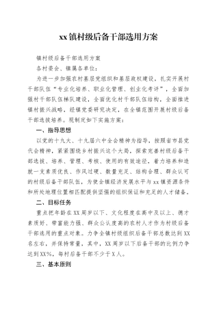 镇村级后备干部选用方案