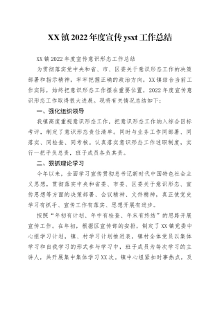 镇2022年度宣传工作总结