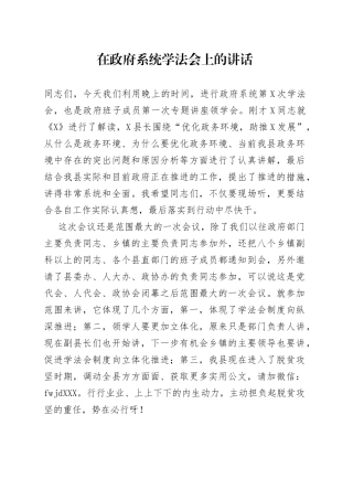 在政府系统学法会上的讲话