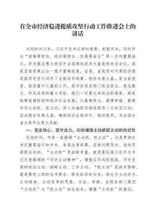 在全市经济稳进提质攻坚行动工作推进会上的讲话789