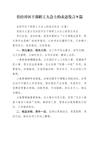 在经开区干部职工大会上的表态发言9篇