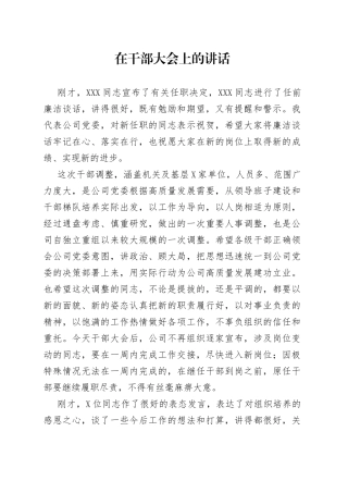 在干部大会上的讲话（1）