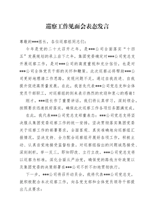 巡察工作见面会表态发言