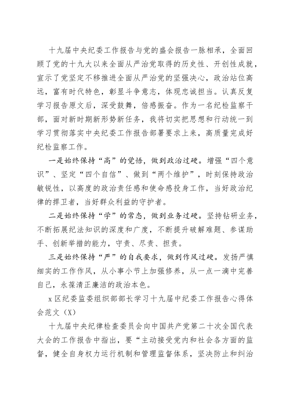 学习十九届中纪委工作报告心得体会范文6篇_第2页
