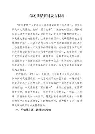 学习讲话研讨发言材料