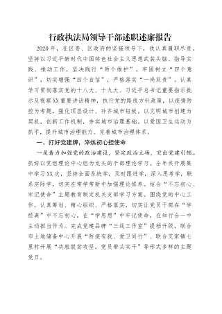 行政执法局领导干部述职述廉报告
