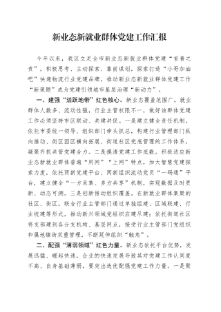 新业态新就业群体党建工作汇报