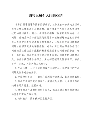 销售人员个人问题总结