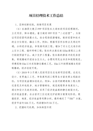 项目经理技术工作总结