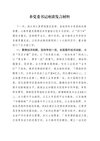 乡党委书记座谈发言材料（1）