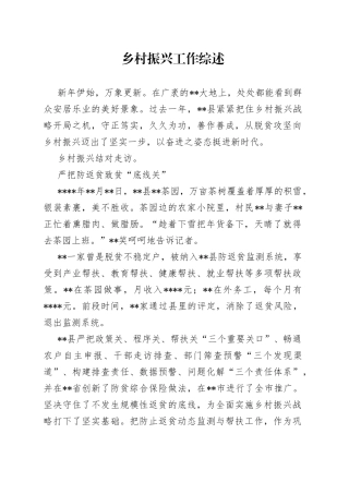 乡村振兴工作综述