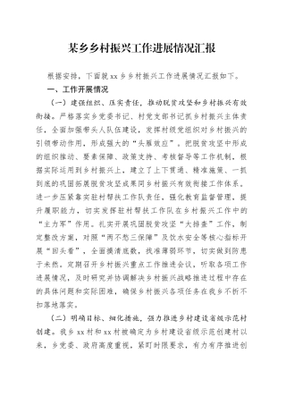 乡村振兴工作进展情况汇报