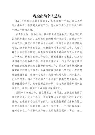 现金出纳个人总结