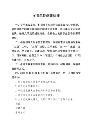 文明单位创建标准