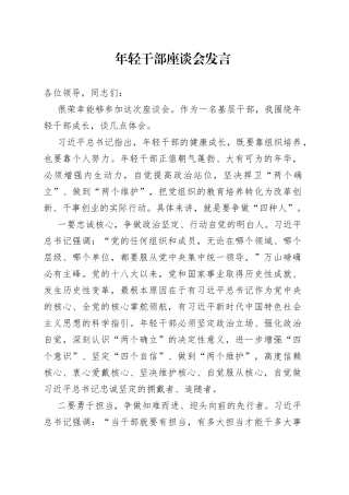 年轻干部座谈会发言