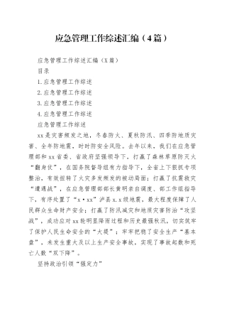 应急管理工作综述汇编（4篇）