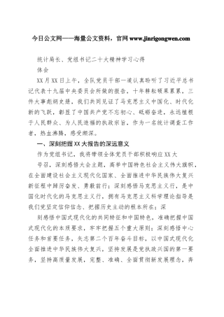 统计局长、党组书记二十大精神学习心得体会061_1